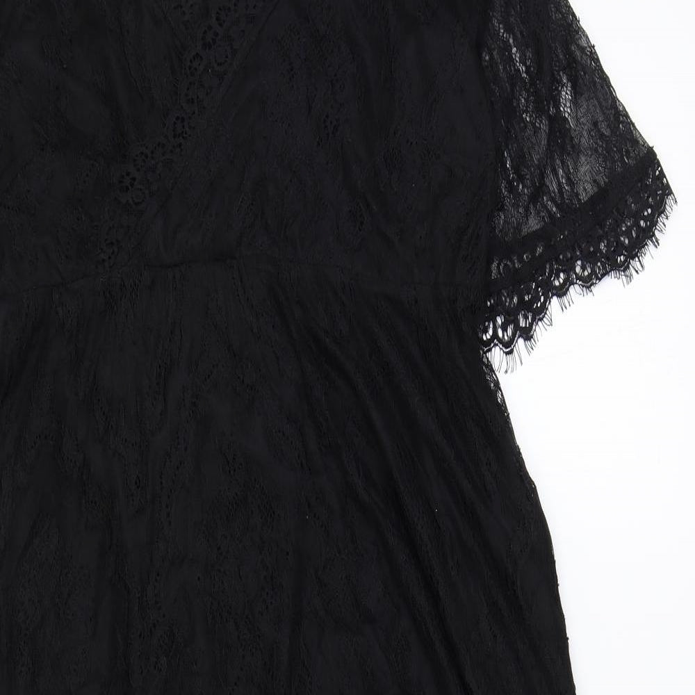 Saint Tropez Clothing Womens Black Polyester Maxi Size S V-Neck Pullover