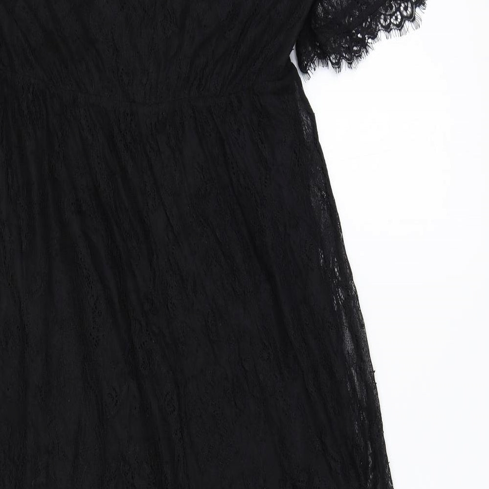 Saint Tropez Clothing Womens Black Polyester Maxi Size S V-Neck Pullover
