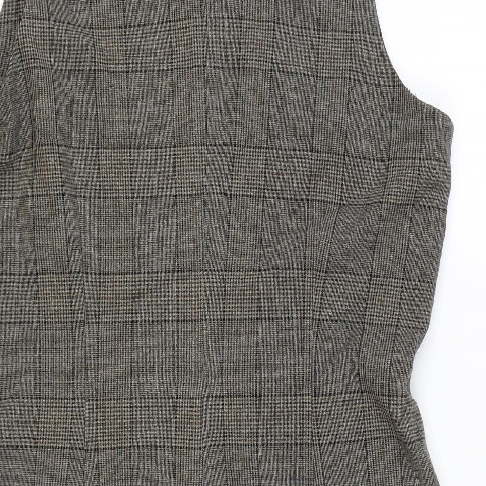 H&M Womens Brown Geometric Polyester Mini Size M Square Neck Zip
