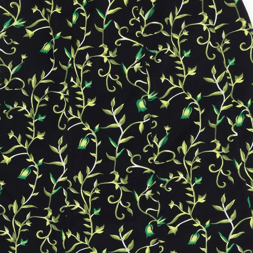 Daxon Womens Black Floral Polyester A-Line Skirt Size 34 in Zip