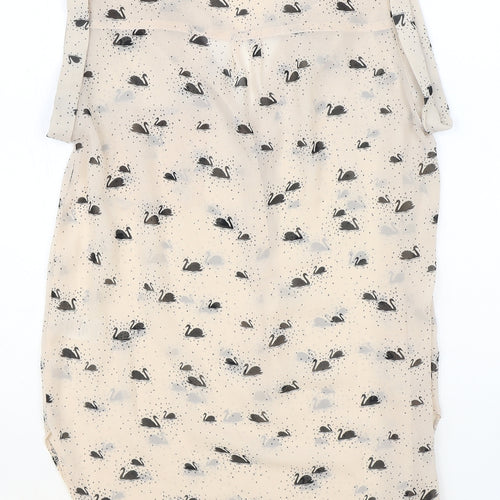 Dorothy Perkins Womens Pink Geometric Polyester Basic Blouse Size 8 V-Neck - Swan Print