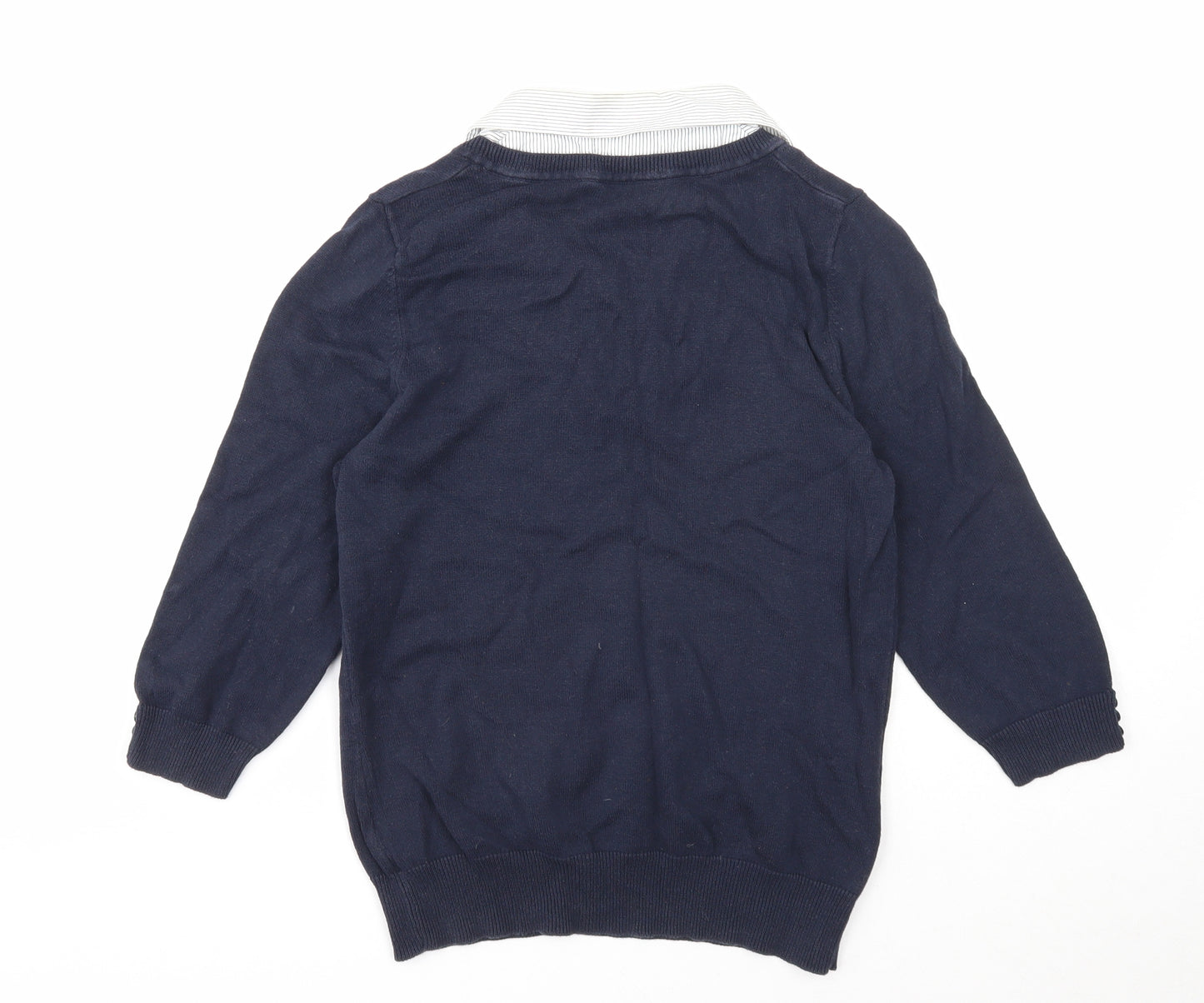 TU Womens Blue Collared Cotton Pullover Jumper Size 10