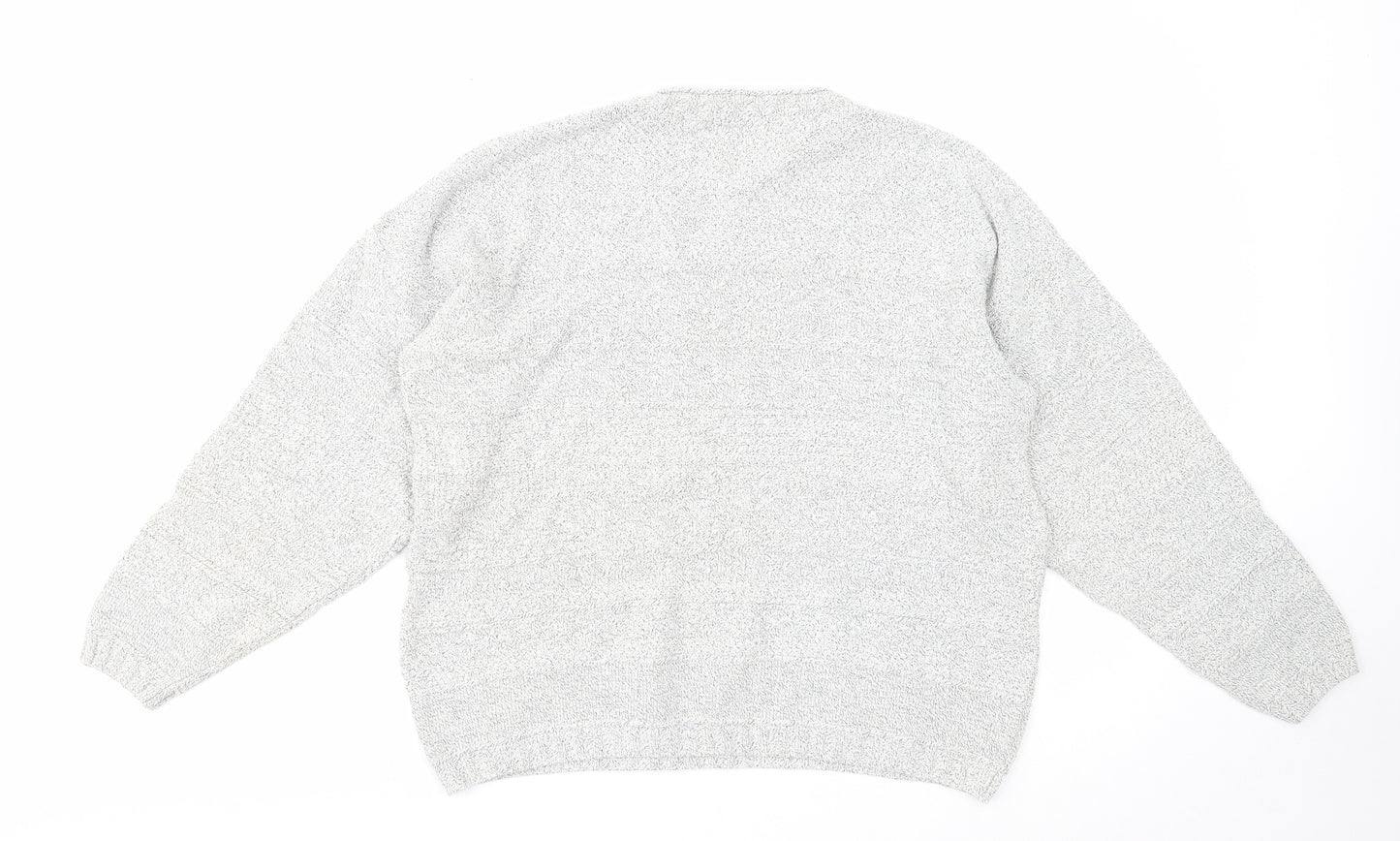 George Mens Grey Round Neck Cotton Pullover Jumper Size L