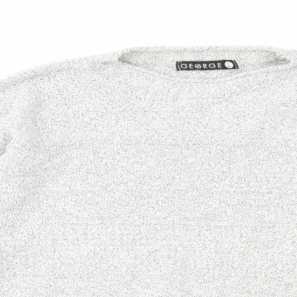 George Mens Grey Round Neck Cotton Pullover Jumper Size L