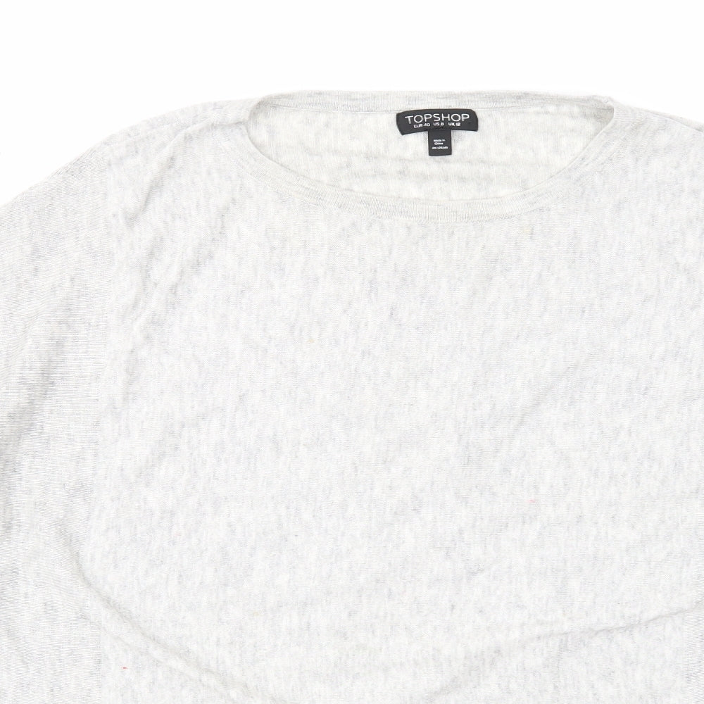 Topshop Womens Grey Round Neck Polyester Pullover Jumper Size 12