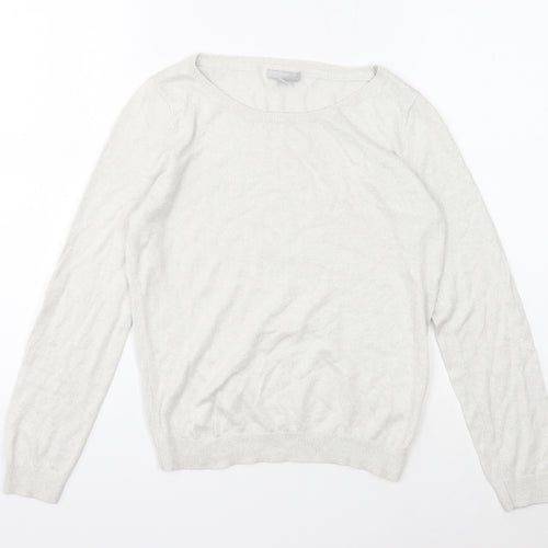 H&M Womens Ivory Boat Neck Viscose Pullover Jumper Size M