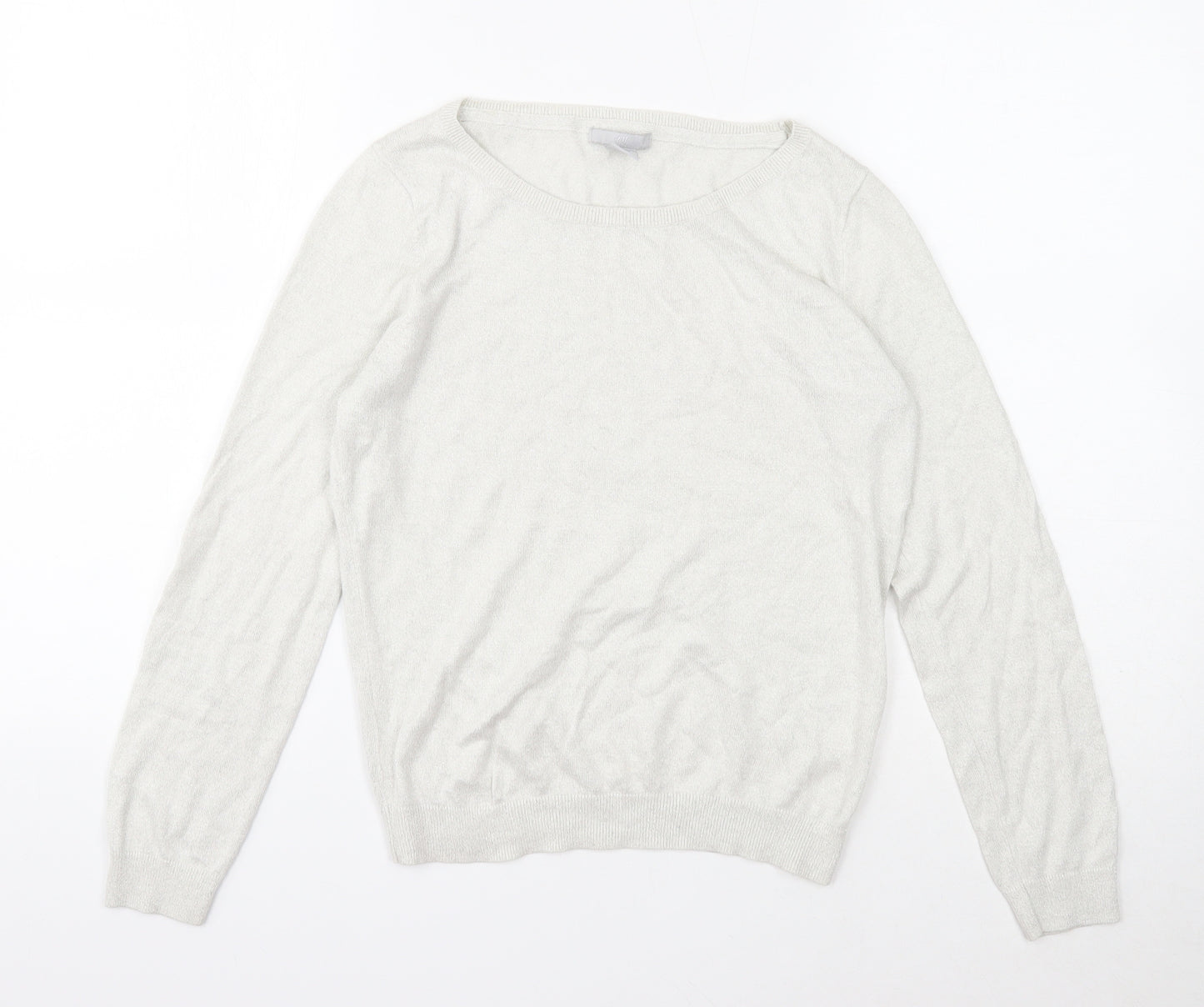 H&M Womens Ivory Boat Neck Viscose Pullover Jumper Size M