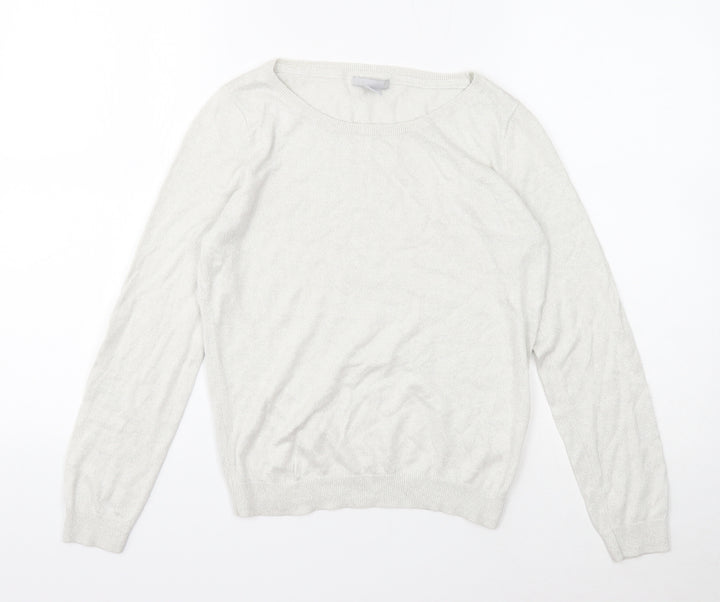 H&M Womens Ivory Boat Neck Viscose Pullover Jumper Size M