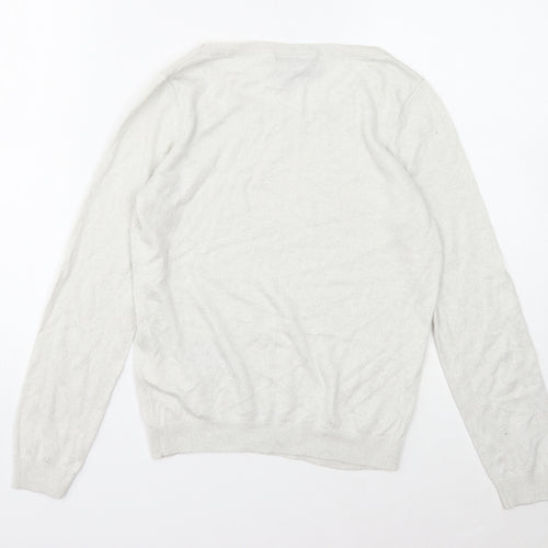 H&M Womens Ivory Boat Neck Viscose Pullover Jumper Size M