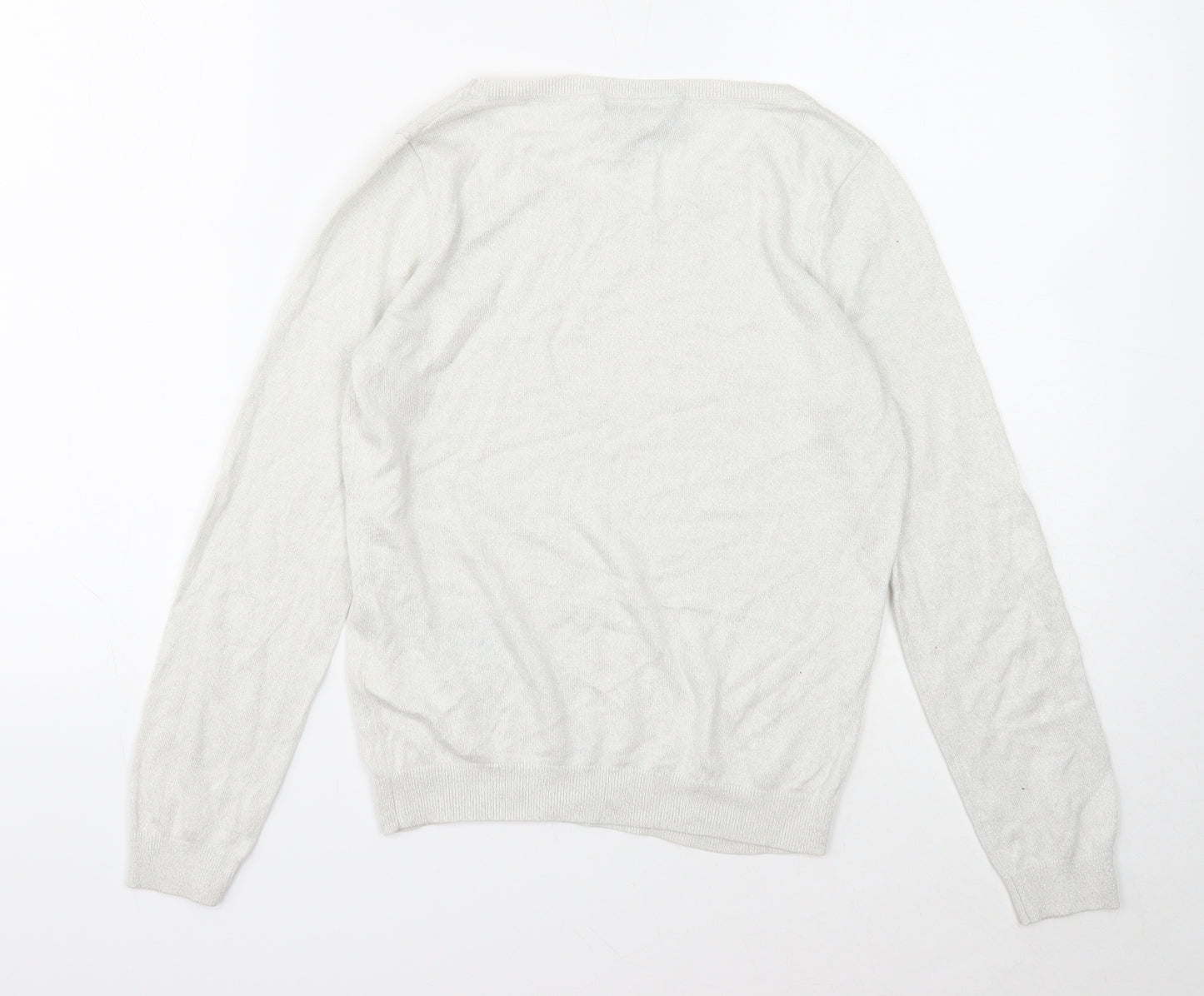 H&M Womens Ivory Boat Neck Viscose Pullover Jumper Size M