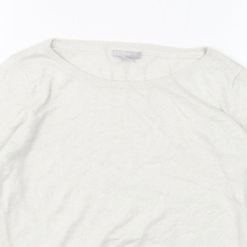 H&M Womens Ivory Boat Neck Viscose Pullover Jumper Size M