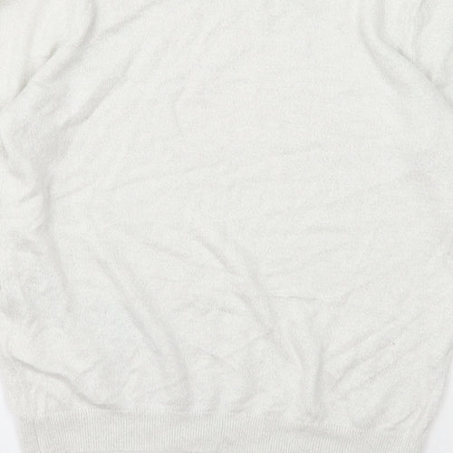 H&M Womens Ivory Boat Neck Viscose Pullover Jumper Size M
