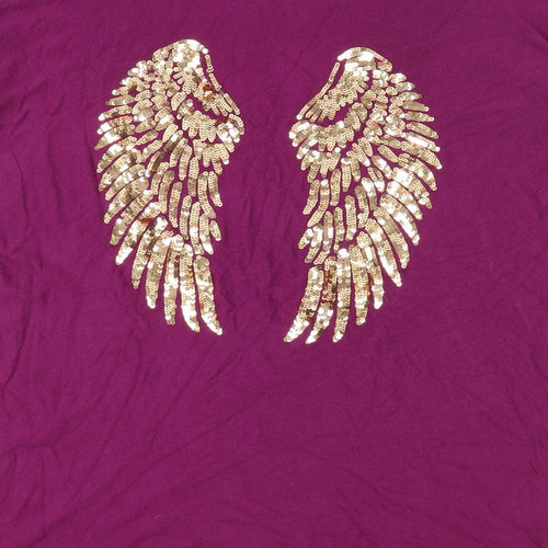 QED London Womens Purple Herringbone Viscose Jumper Dress Size S Boat Neck Pullover - Angel Wings