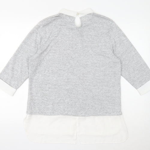 With Love Products Womens Grey Polyester Basic Blouse Size 14 Round Neck