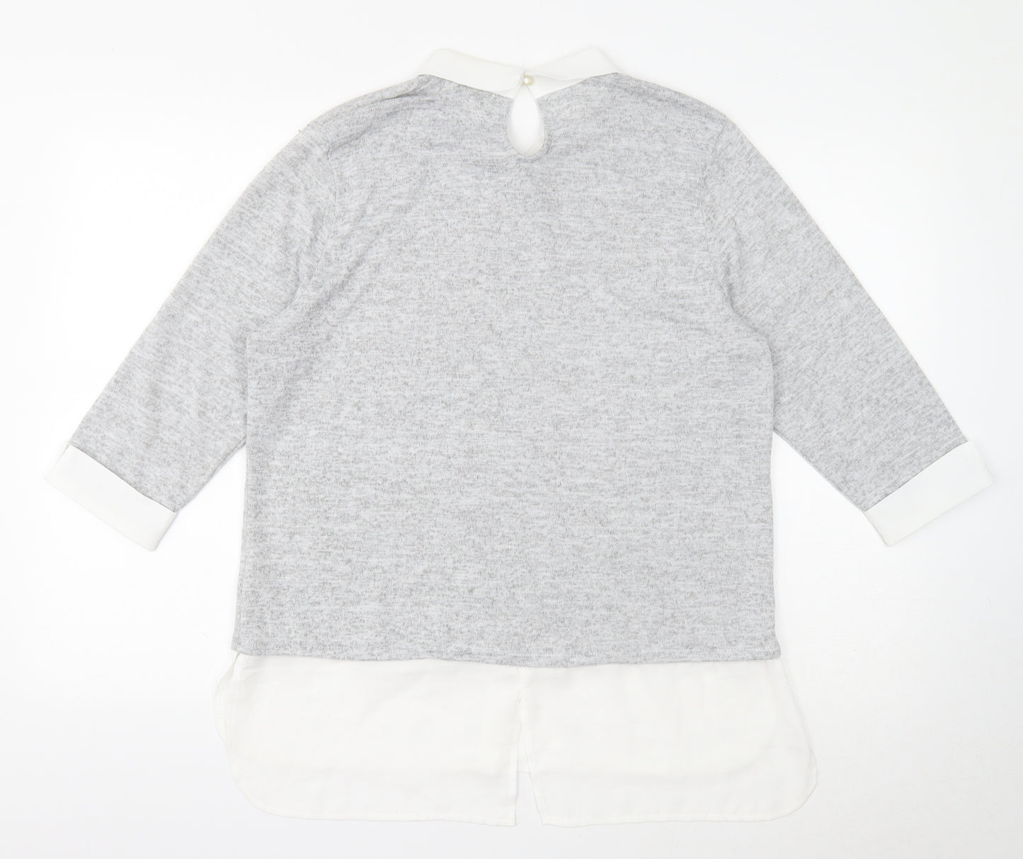 With Love Products Womens Grey Polyester Basic Blouse Size 14 Round Neck