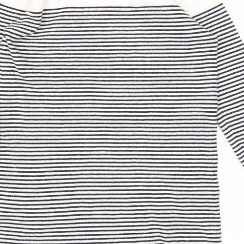 Primark Womens White Boat Neck Striped Polyester Tunic Jumper Size 10