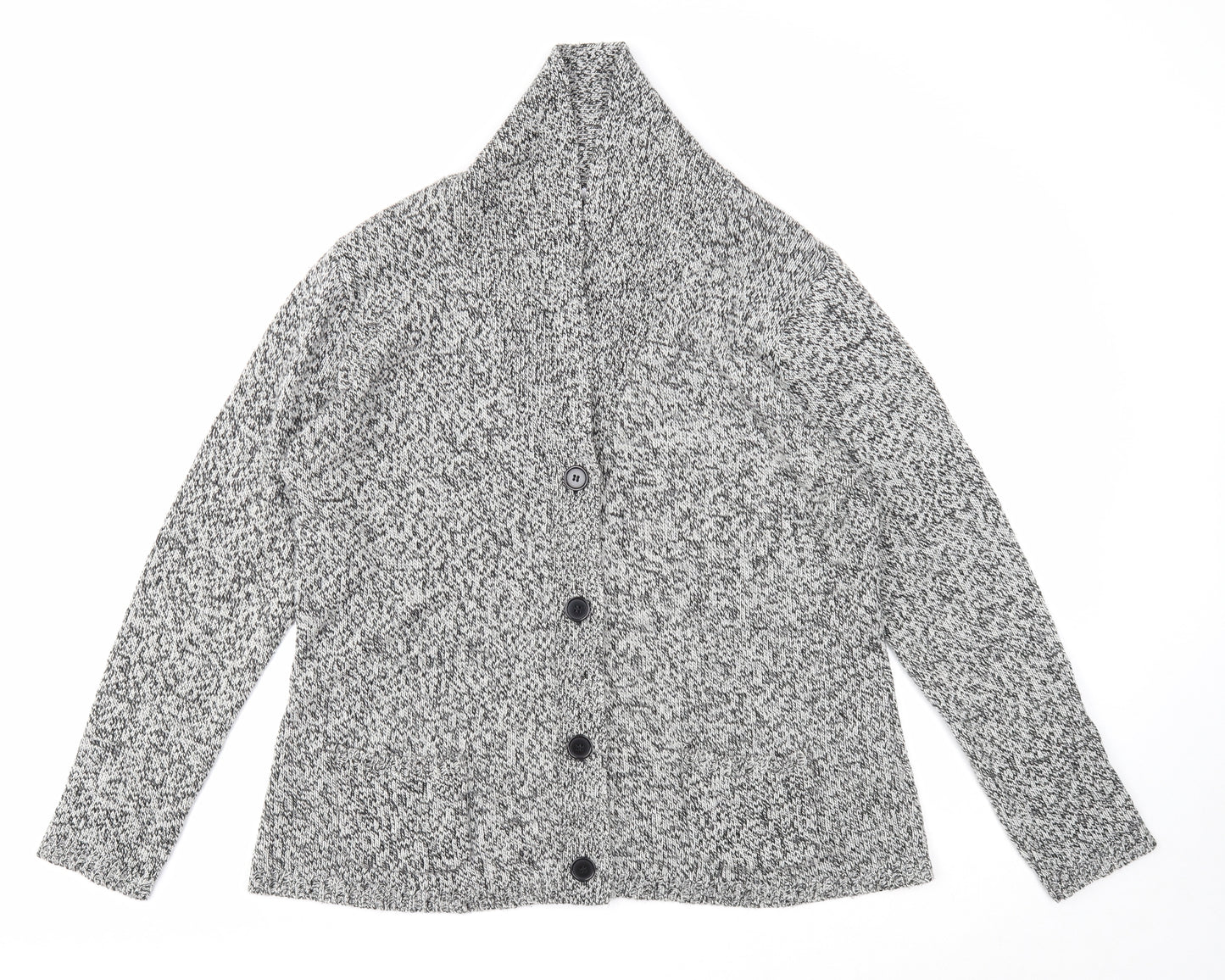 Damart Womens Grey V-Neck Acrylic Cardigan Jumper Size 8