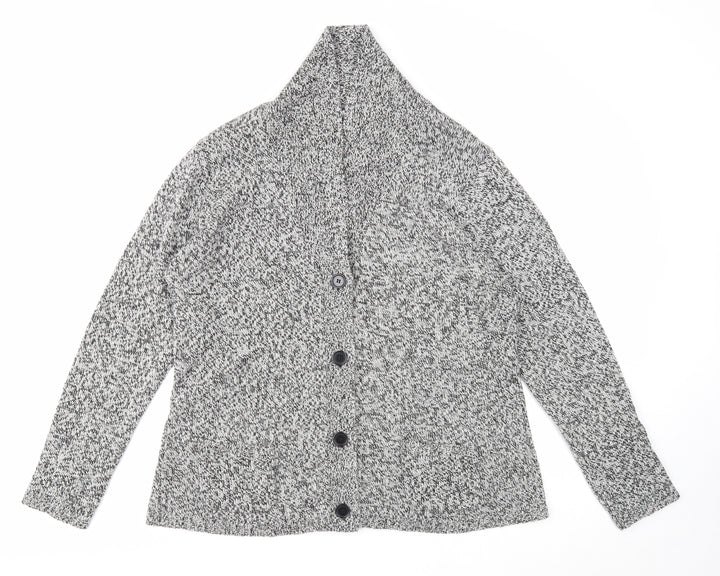 Damart Womens Grey V-Neck Acrylic Cardigan Jumper Size 8