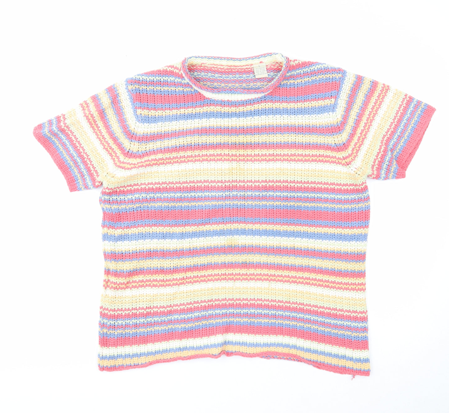 Preworn Womens Multicoloured Round Neck Striped Acrylic Pullover Jumper Size L