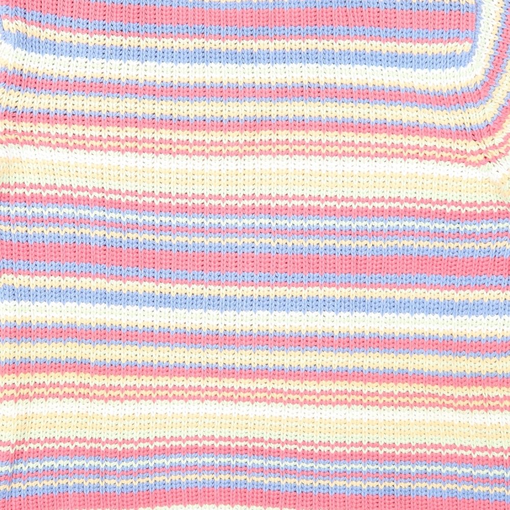 Preworn Womens Multicoloured Round Neck Striped Acrylic Pullover Jumper Size L