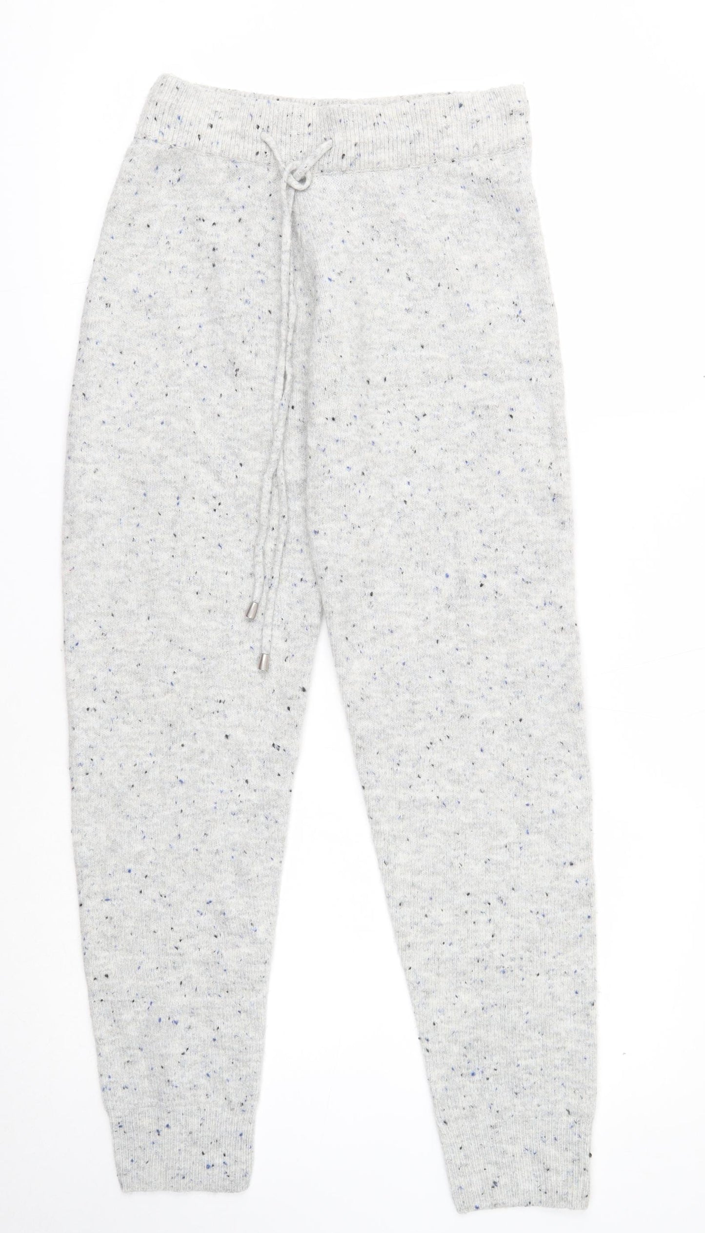 Marks and Spencer Womens Grey Geometric Acrylic Jogger Trousers Size XS Regular Drawstring