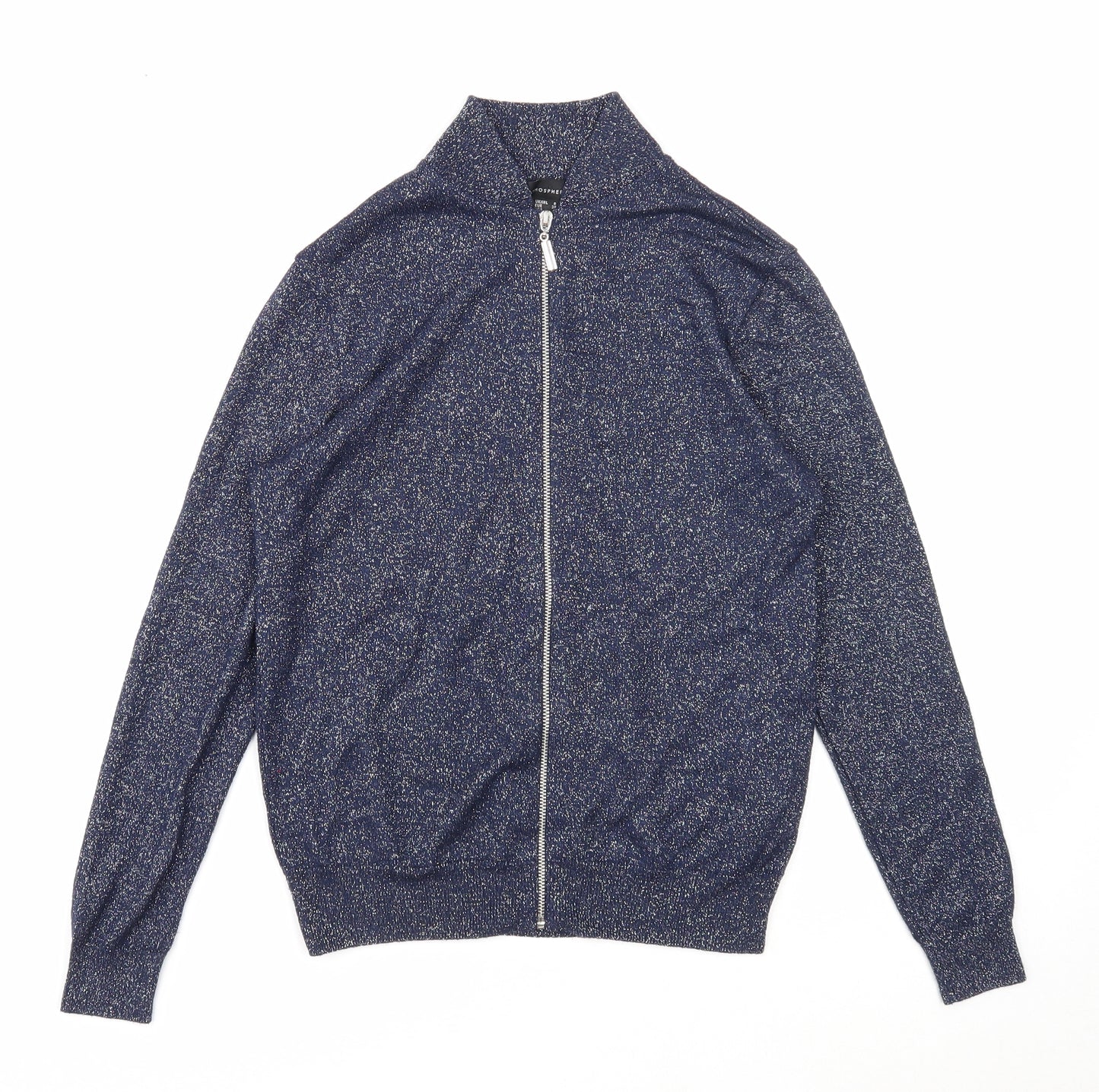 Atmosphere Womens Blue Viscose Full Zip Sweatshirt Size 8 Zip