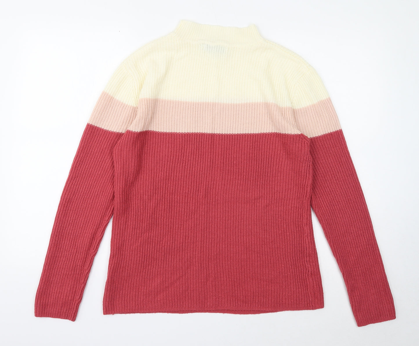 Pure & Natural Womens Pink High Neck Acrylic Pullover Jumper Size M