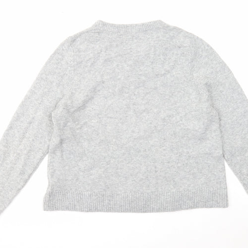 H&M Womens Grey Round Neck Acrylic Pullover Jumper Size L