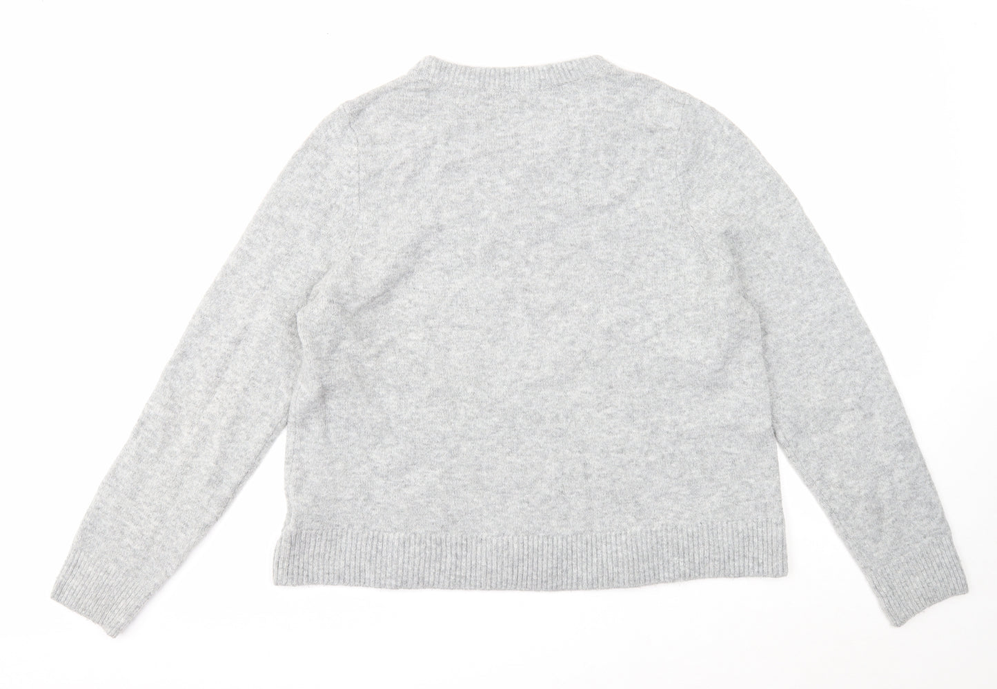 H&M Womens Grey Round Neck Acrylic Pullover Jumper Size L