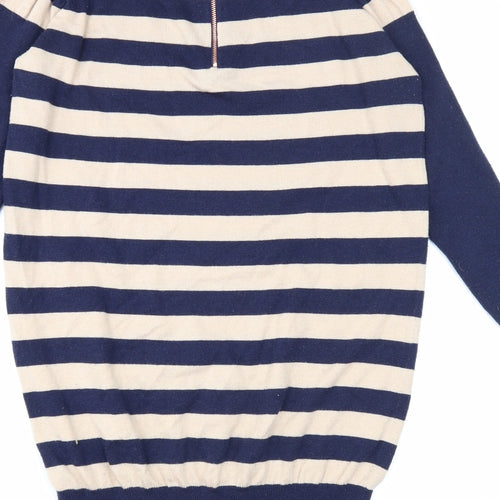 Oasis Womens Blue Striped Polyester Jumper Dress Size S Round Neck Zip