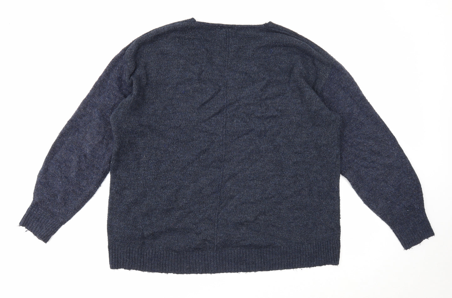 H&M Womens Blue V-Neck Acrylic Pullover Jumper Size S