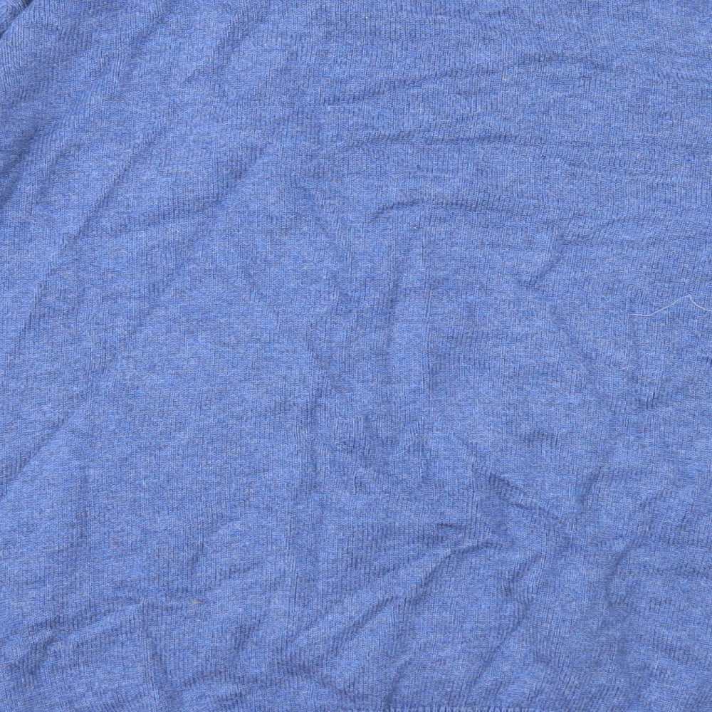 Marks and Spencer Mens Blue V-Neck Cotton Pullover Jumper Size L