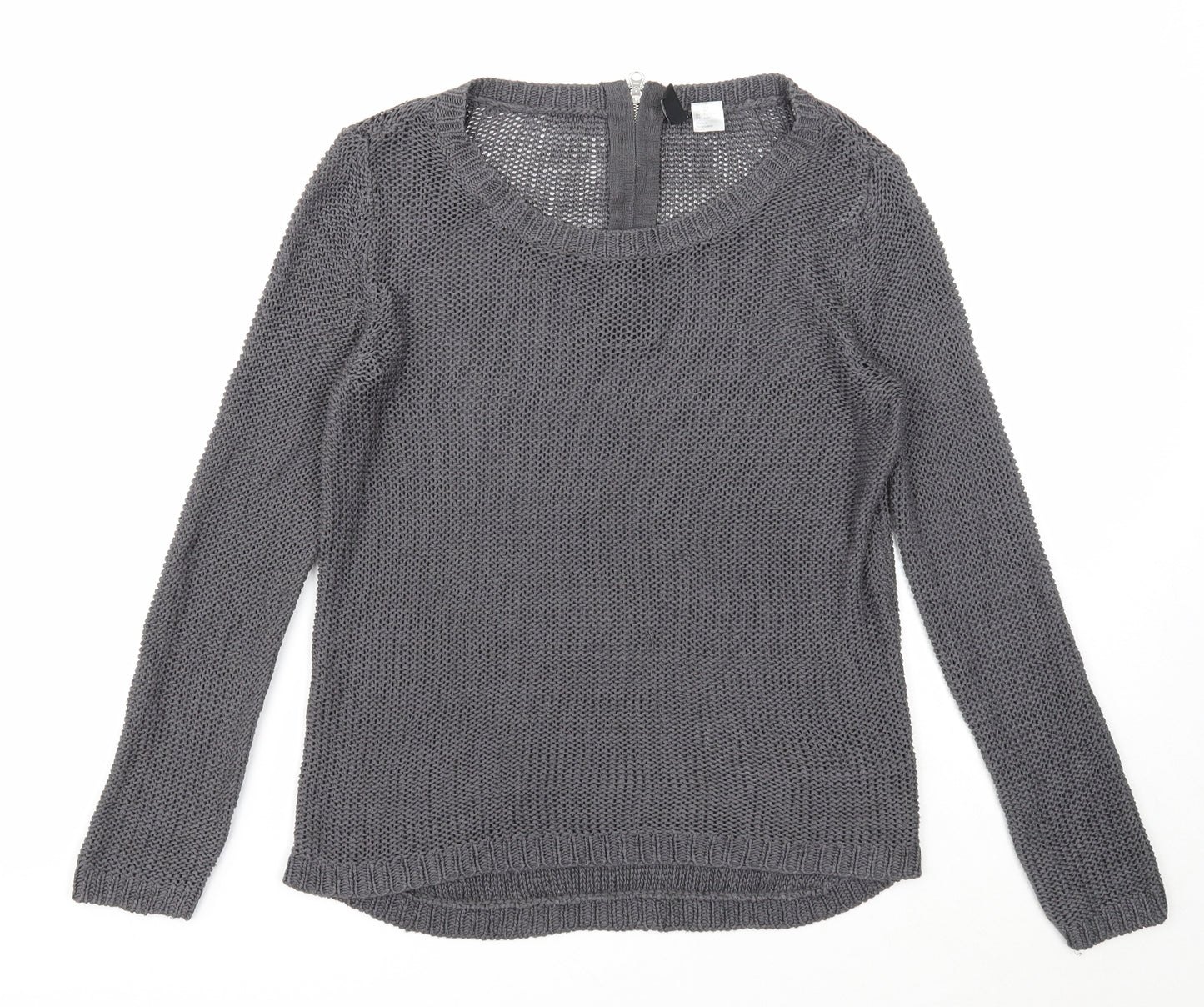 Divided Womens Grey Scoop Neck Acrylic Pullover Jumper Size XS