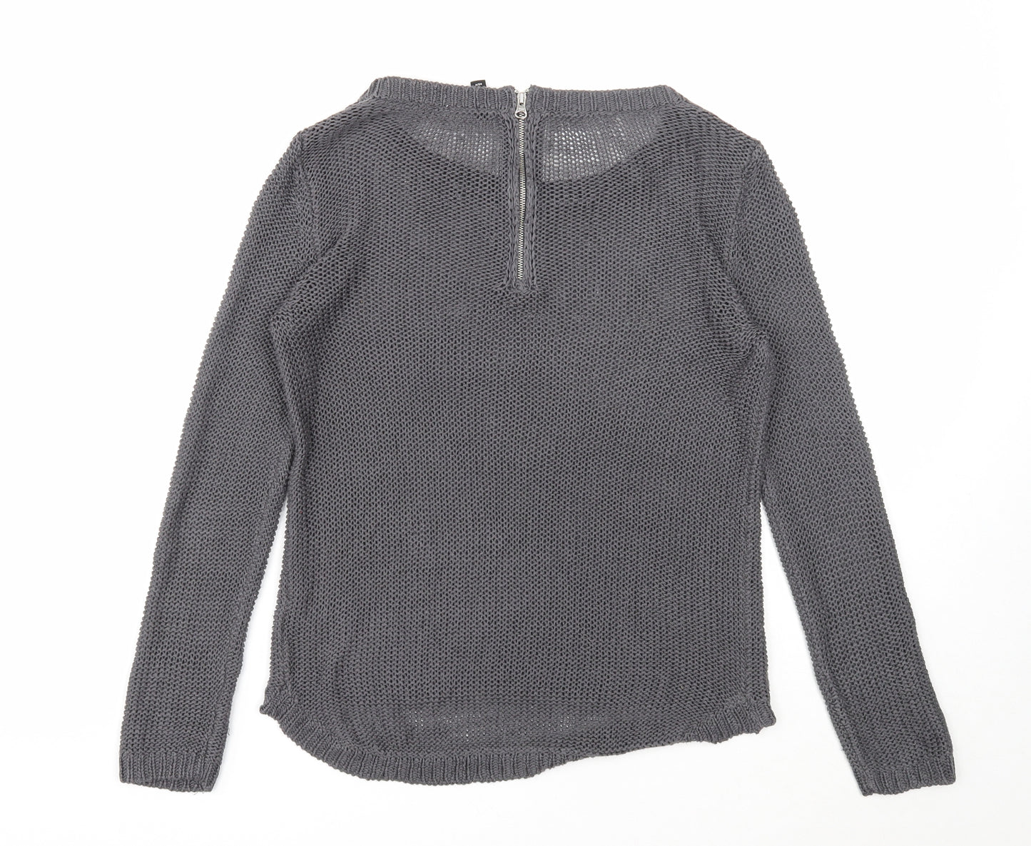 Divided Womens Grey Scoop Neck Acrylic Pullover Jumper Size XS