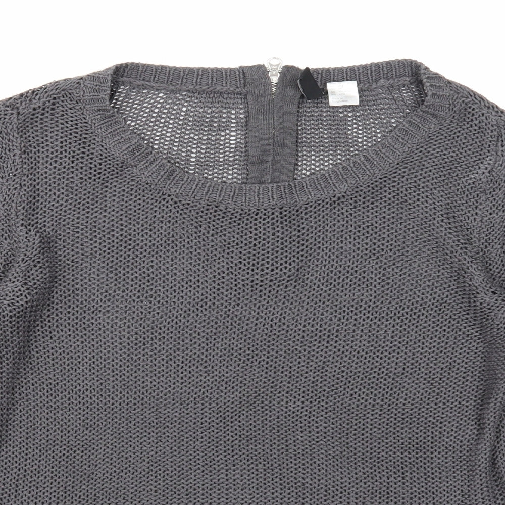 Divided Womens Grey Scoop Neck Acrylic Pullover Jumper Size XS