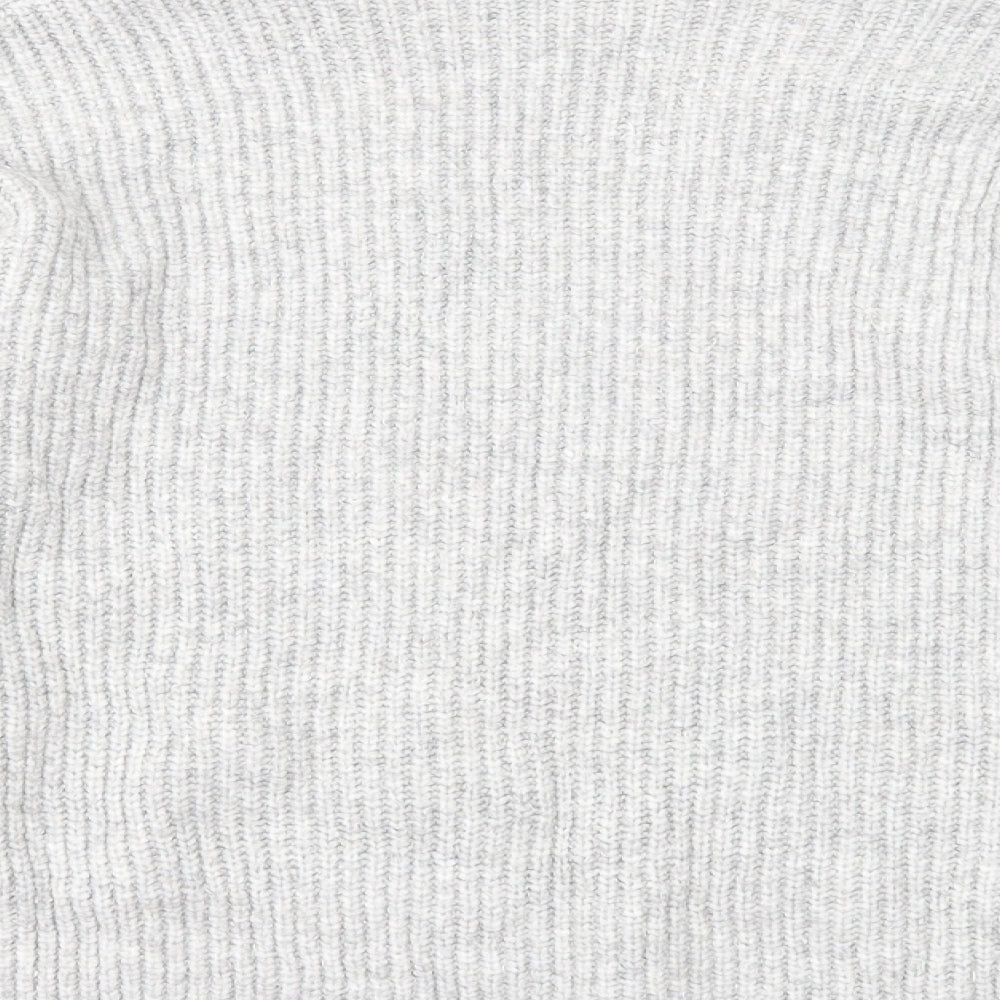 H&M Womens Grey V-Neck Acrylic Pullover Jumper Size S - Ribbed