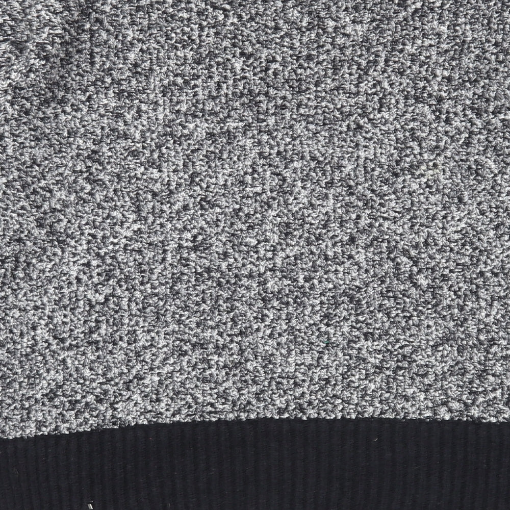 Marks and Spencer Womens Grey V-Neck Polyester Pullover Jumper Size M - Contrasting Trim