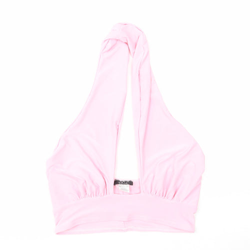 Oui Womens Pink Polyester Cropped Tank Size M Halter