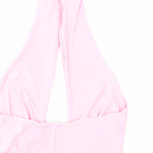 Oui Womens Pink Polyester Cropped Tank Size M Halter