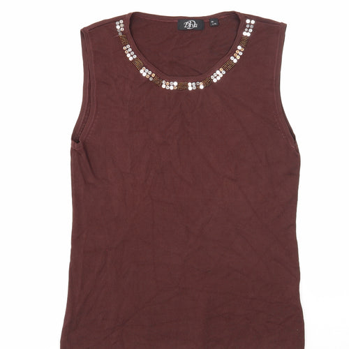 Diva Womens Brown Viscose Basic Tank Size L Scoop Neck