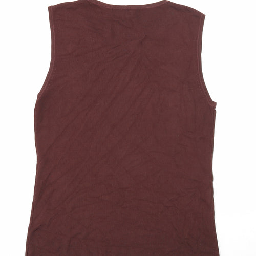 Diva Womens Brown Viscose Basic Tank Size L Scoop Neck