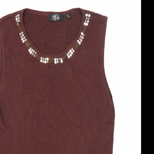 Diva Womens Brown Viscose Basic Tank Size L Scoop Neck