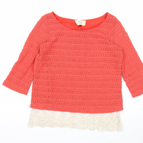 NEXT Womens Red Scoop Neck Polyester Pullover Jumper Size 6