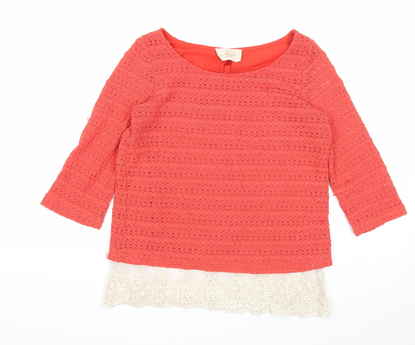 NEXT Womens Red Scoop Neck Polyester Pullover Jumper Size 6