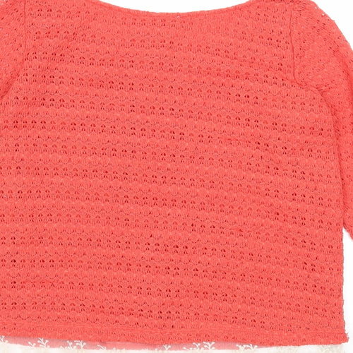NEXT Womens Red Scoop Neck Polyester Pullover Jumper Size 6