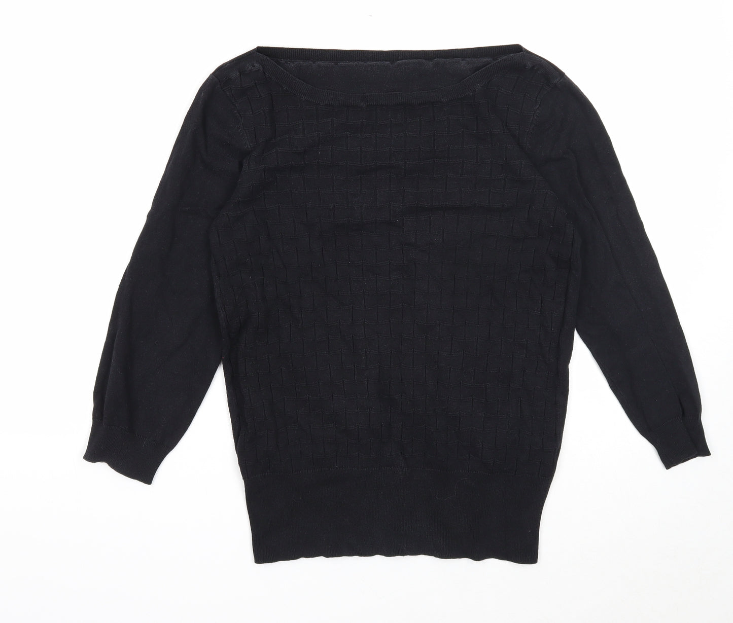 Oasis Womens Black Boat Neck Cotton Pullover Jumper Size M