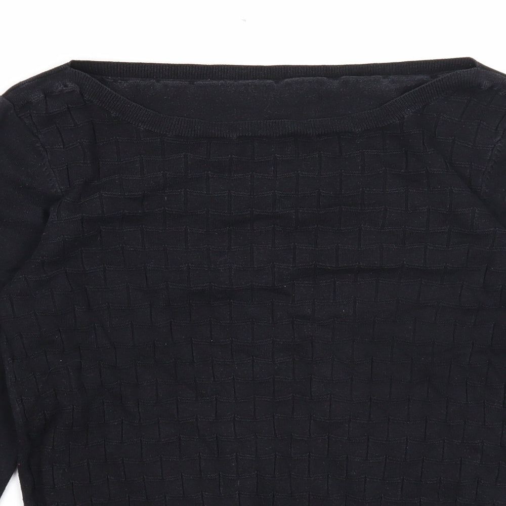 Oasis Womens Black Boat Neck Cotton Pullover Jumper Size M