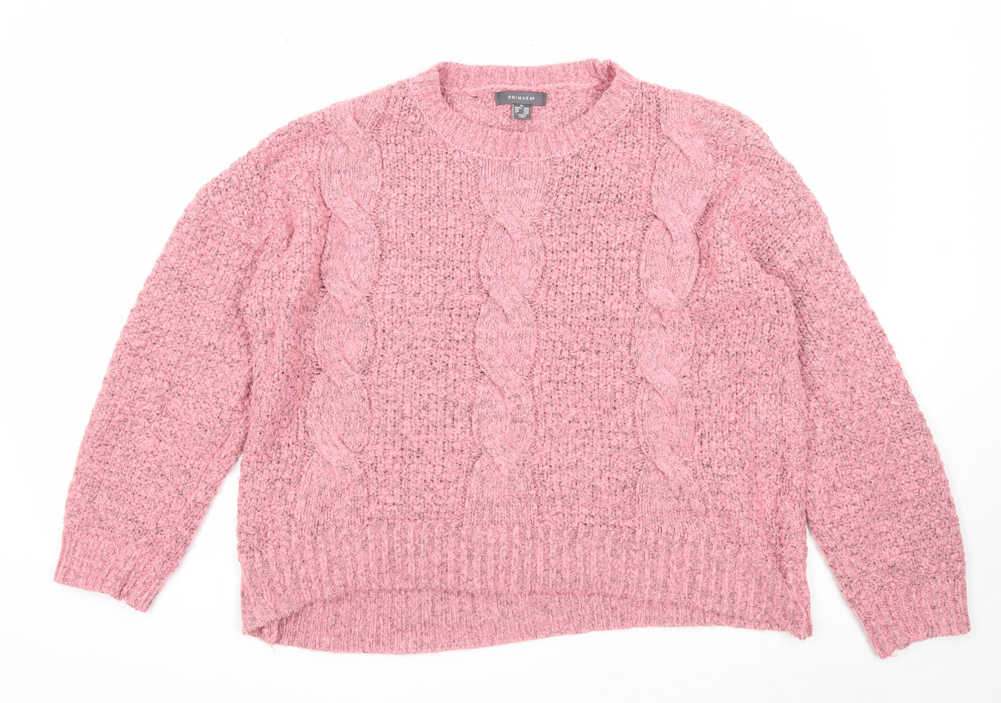 Primark Womens Pink Round Neck Acrylic Pullover Jumper Size 18