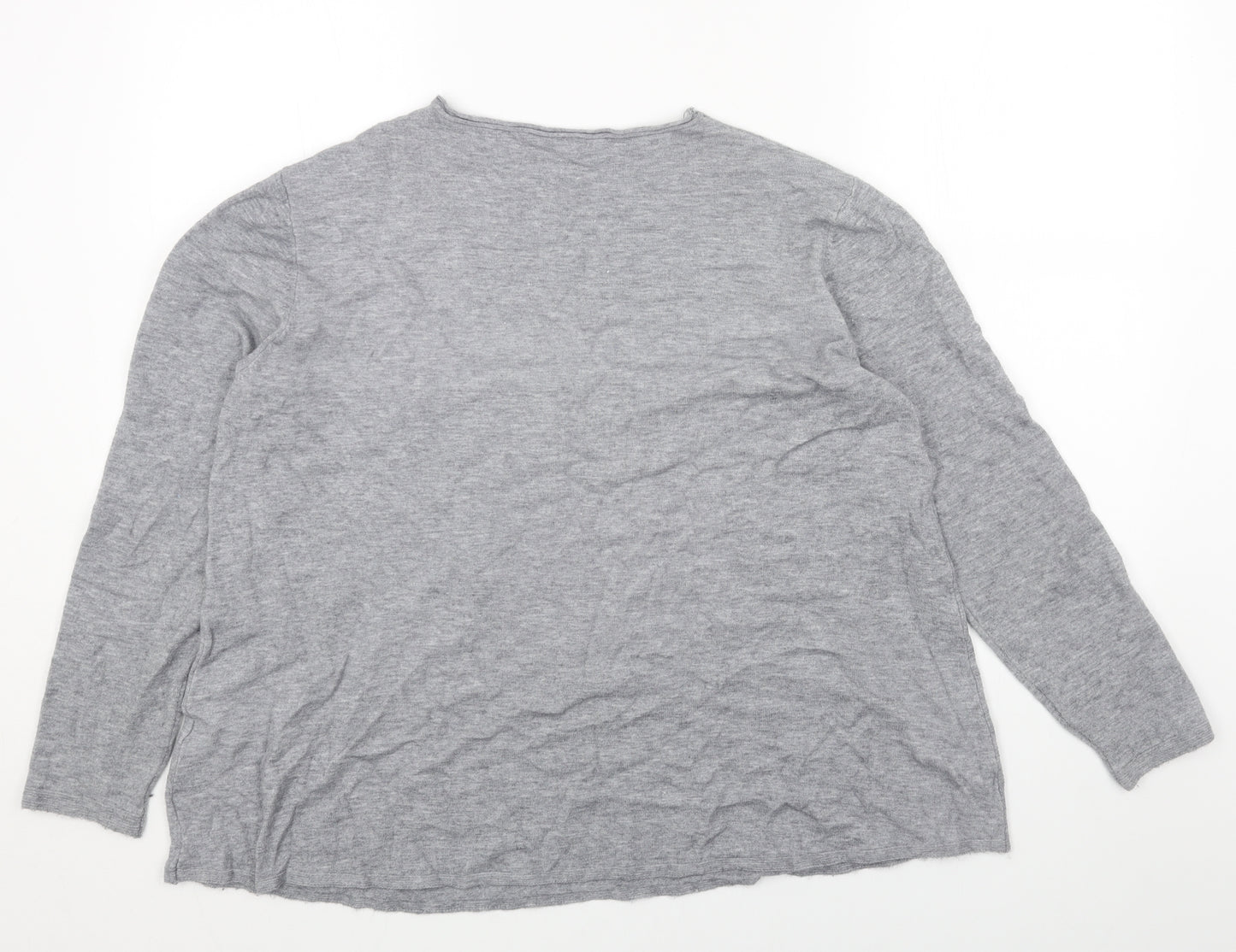 EVISU Womens Grey Round Neck Cotton Pullover Jumper Size XL