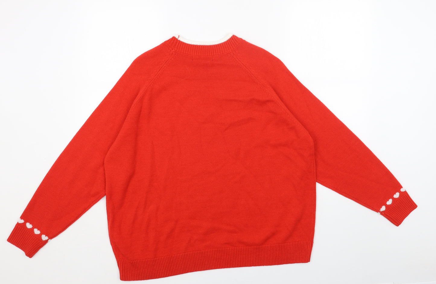 Marks and Spencer Womens Red Round Neck Acrylic Pullover Jumper Size L - Christmas Dog